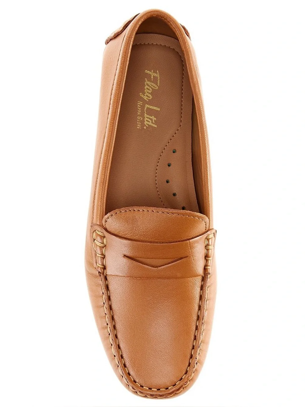 Flag LTD Morgan Leather Penny Loafers Cognac Brown Tan Slip On Shoes Women’s 6.5